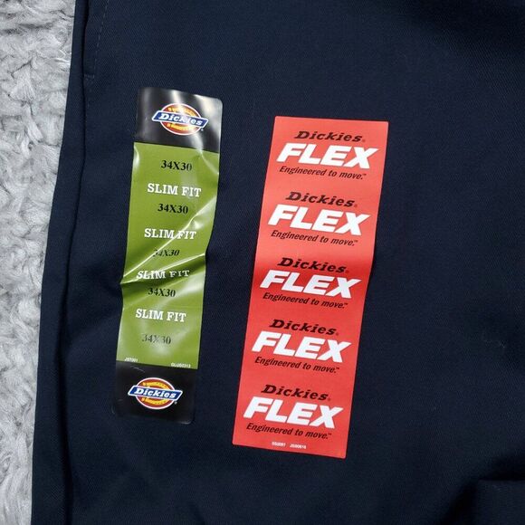 Dickies Slim Fit Tapered Twill Flex Dark Blue Work Pants Men's Size 34 x 30 - Picture 4 of 8